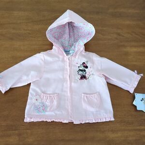 Disney Minnie mouse embroidered pink/flowers baby hooded Jacket 3/6M New